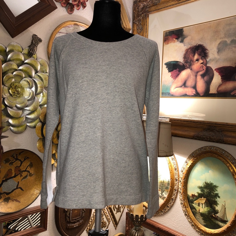 J.CREW Sweatshirt Womens Grey SZ L Elbow Patch Long Sleeve Sweater